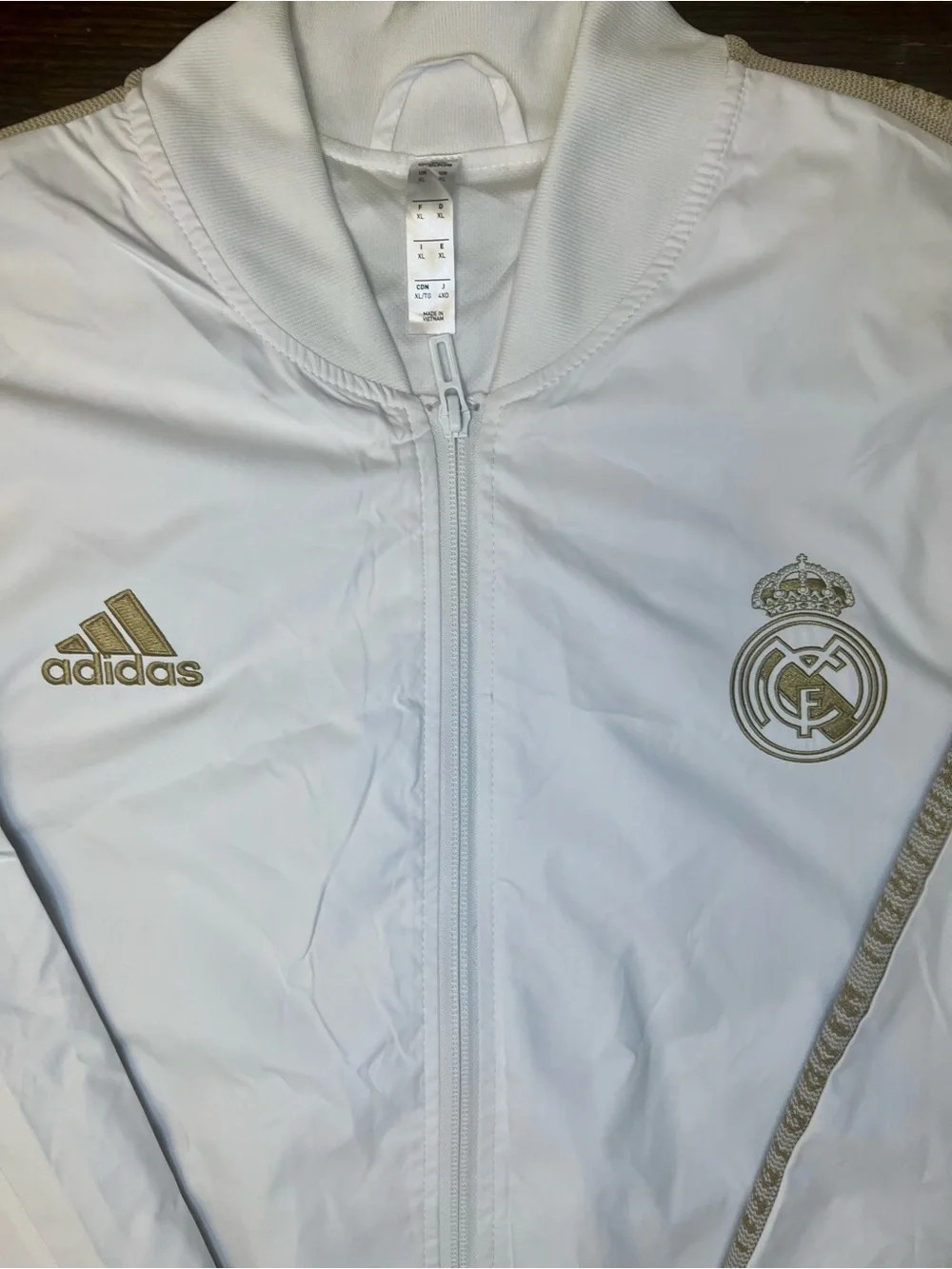 Authentic Adidas Real Madrid 2020-21 Anthem Jacket XL White Gold
